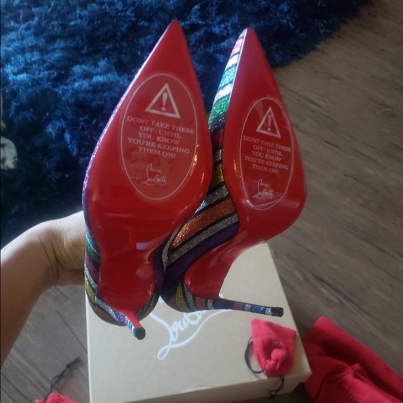 Christian Louboutin Shoes - Authentic Black So Kates Stripy Glitter stripe